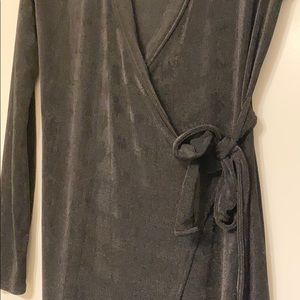 Knot side, slinky black, wrap dress